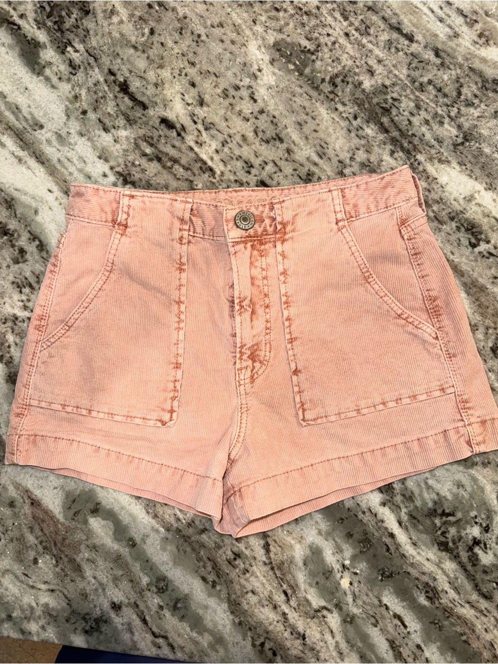 American Eagle Outfitters Light Pink High-Waist Corduroy Shorts